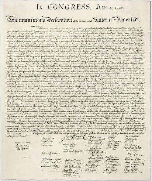 the american declaration of independence 1776. COPY of the Declaration of